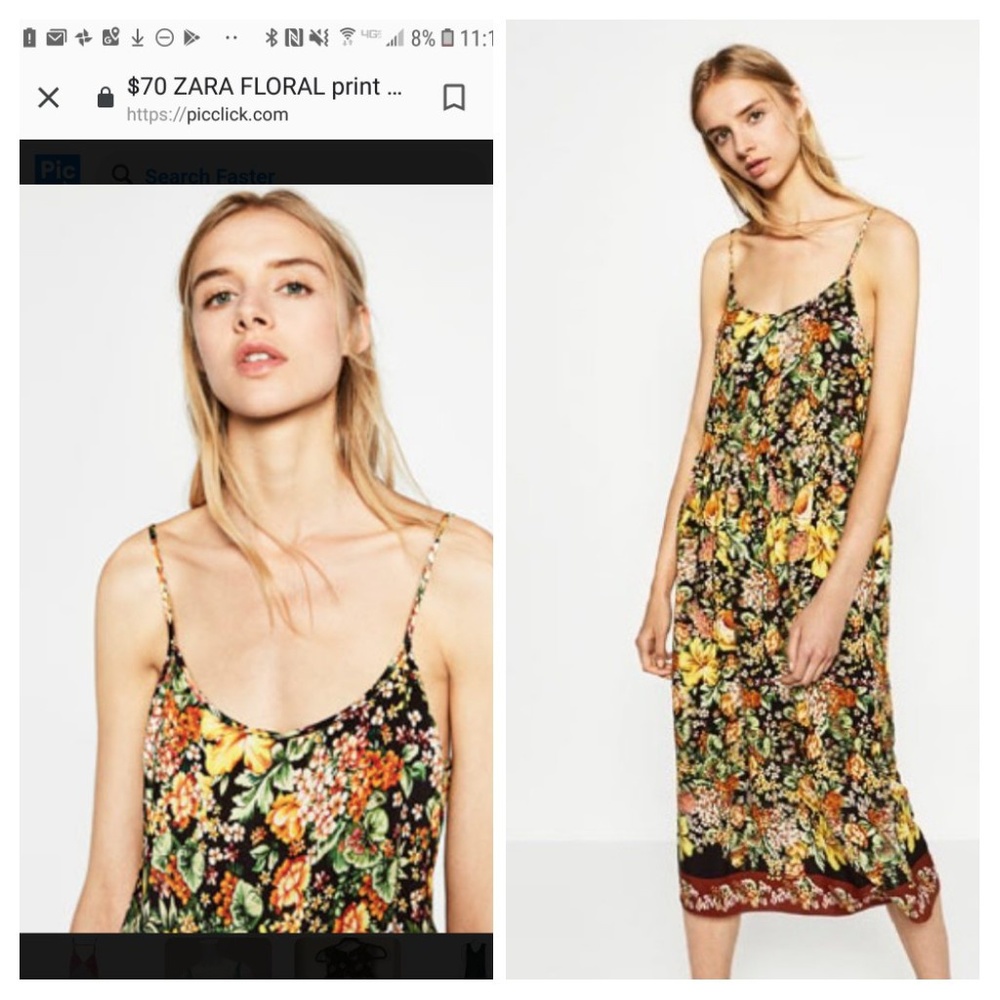 ZARA Colorful Print Strappy Midi Dress